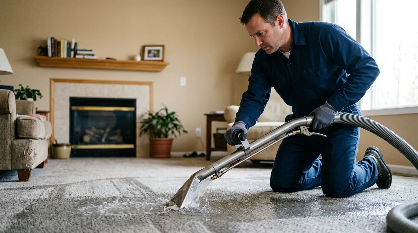 Water damage restoration technician working near Pisgah, AL